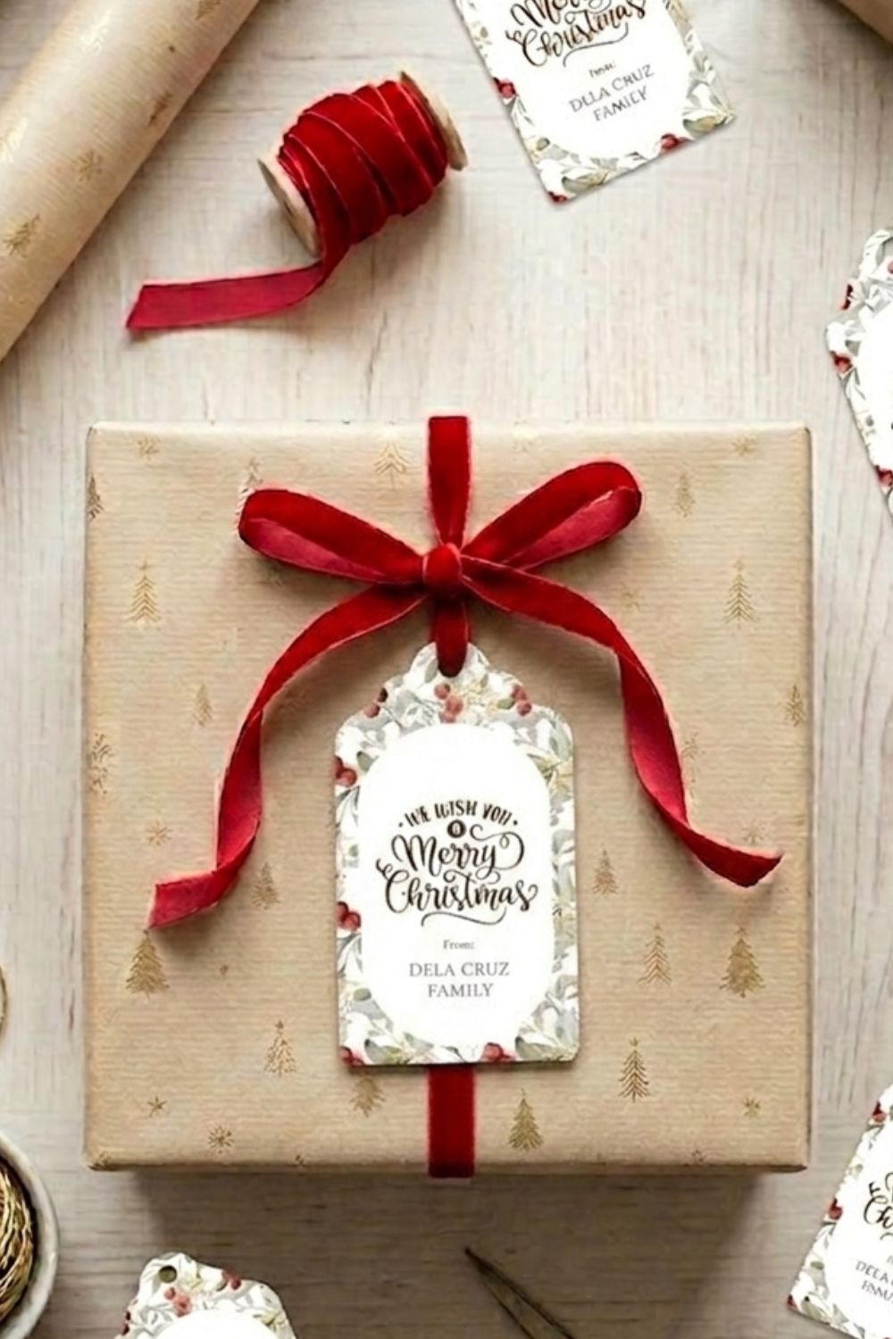 Baptism favor tags with ribbon detail